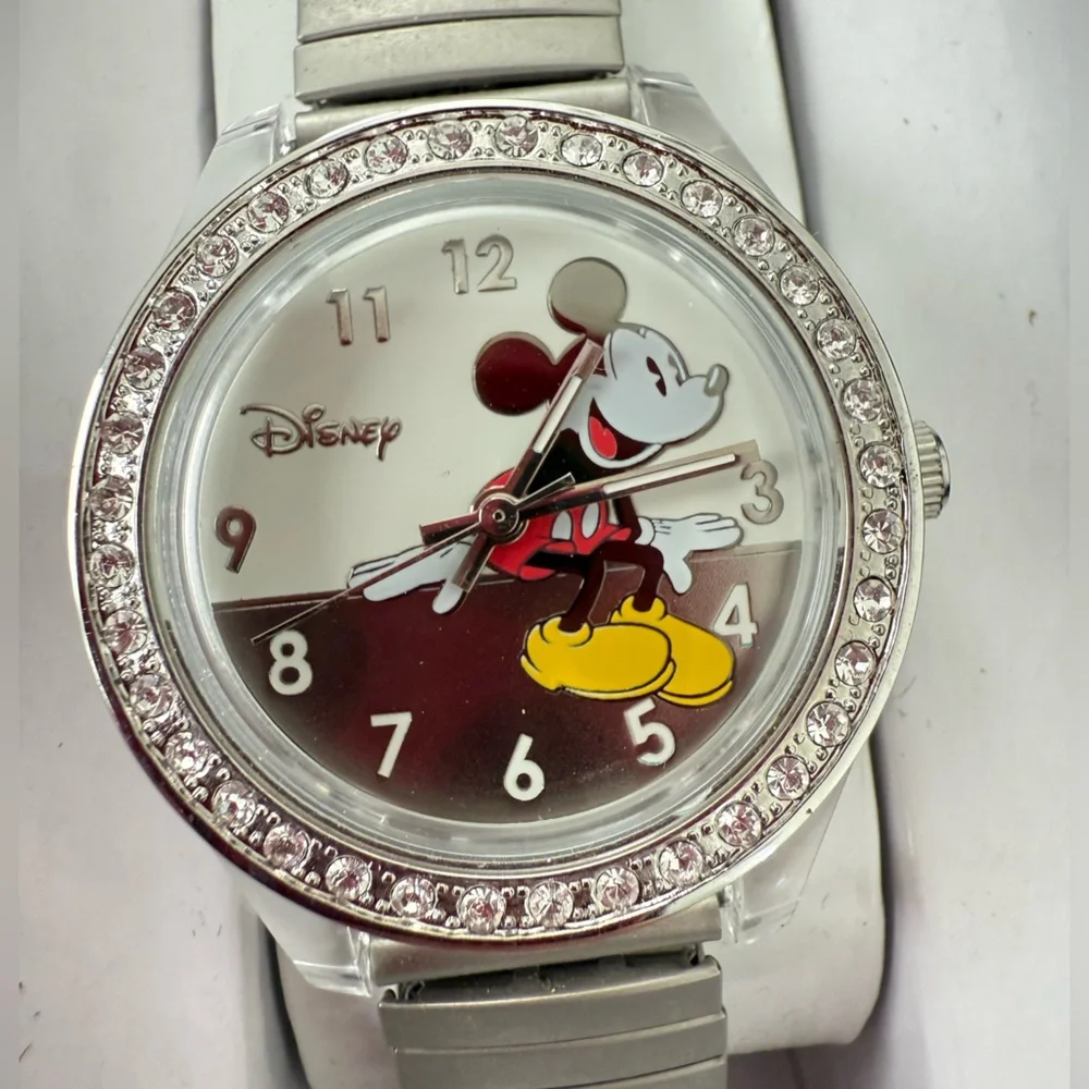 Disney Mickey Mouse ladies silver tone watch NEW BATTERY